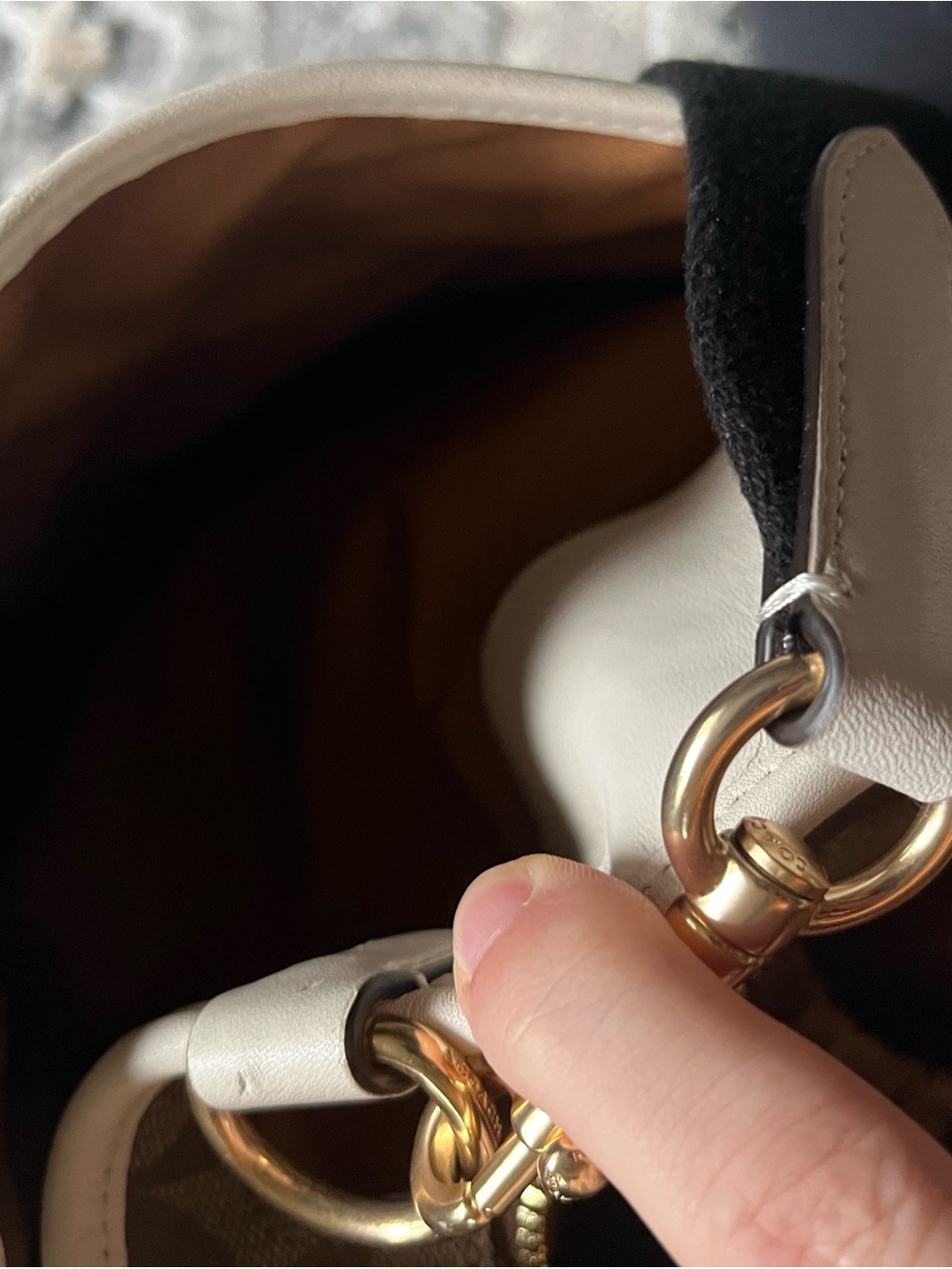 Coach Signature Canvas Tote in Brown with Cream Trim - Picture 10 of 16